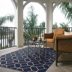 Signature Home Glenrose Navy Blue Indoor/Outdoor Area Rug - 5'3 x 7'4