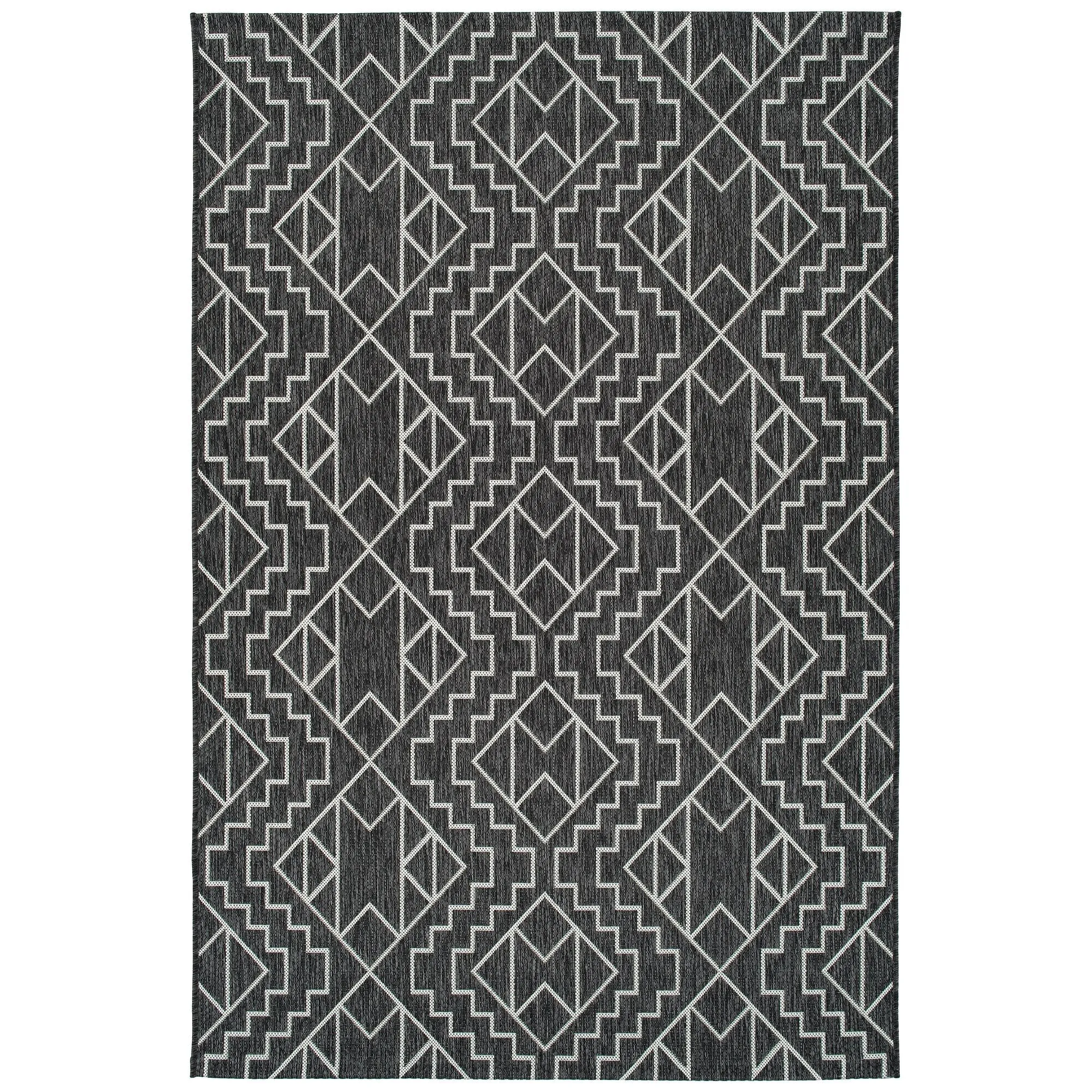 Soleri Charcoal Machine-Made Indoor/Outdoor Flatweave Area Rug