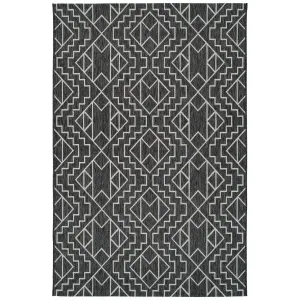 Soleri Charcoal Machine-Made Indoor/Outdoor Flatweave Area Rug