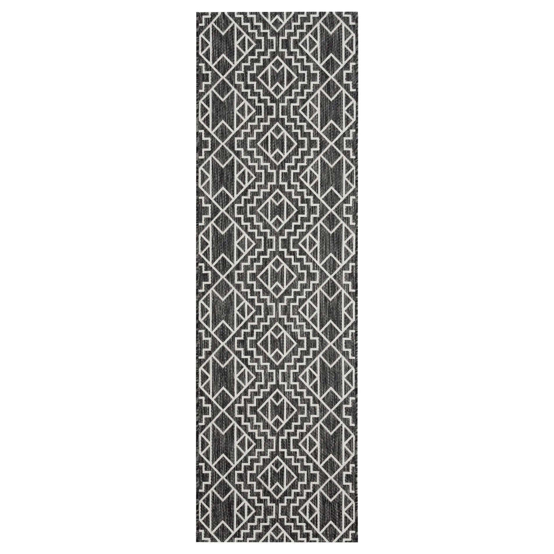 Soleri Charcoal Machine-Made Indoor/Outdoor Flatweave Area Rug