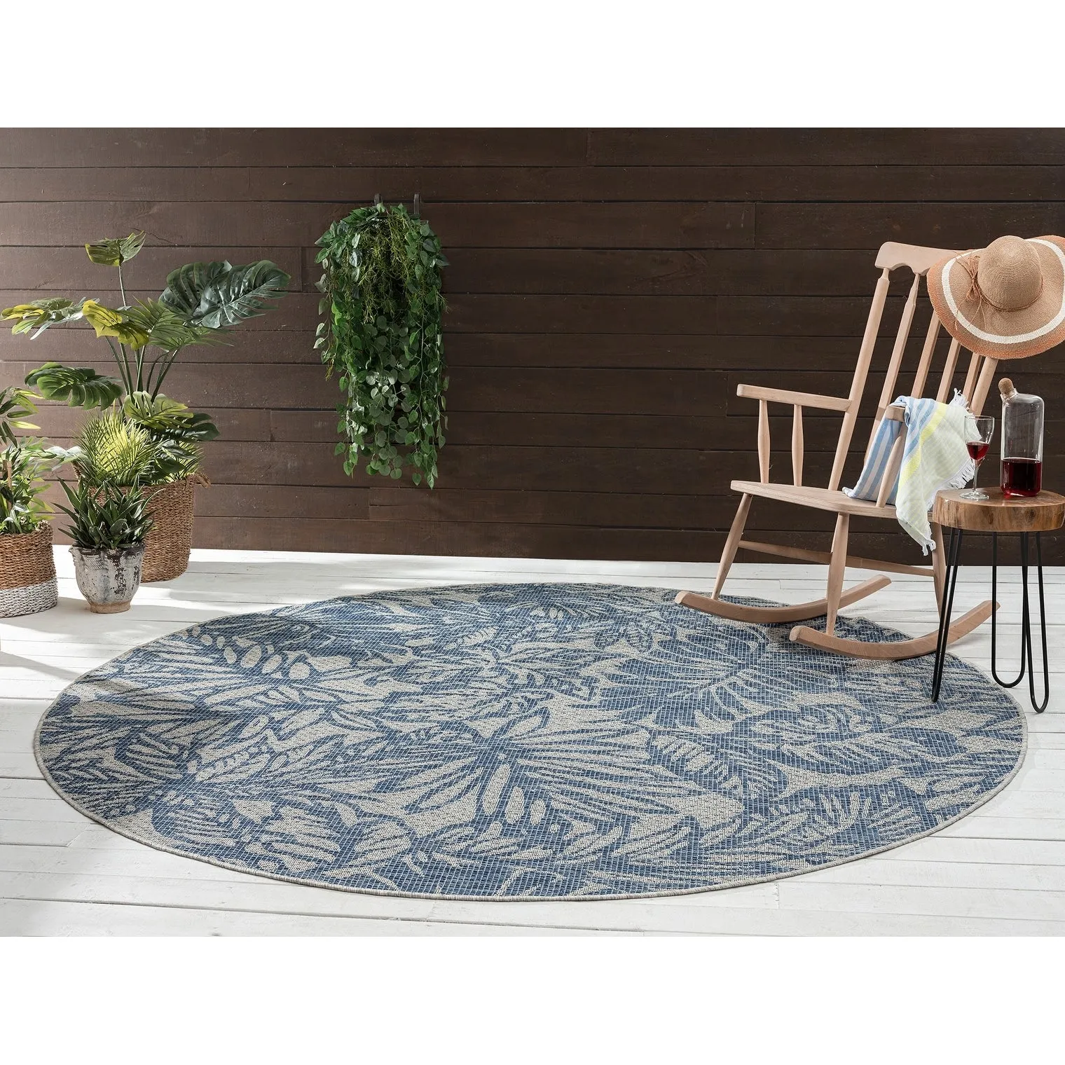Soleri Navy Machine-Made Indoor/Outdoor Flatweave Area Rug