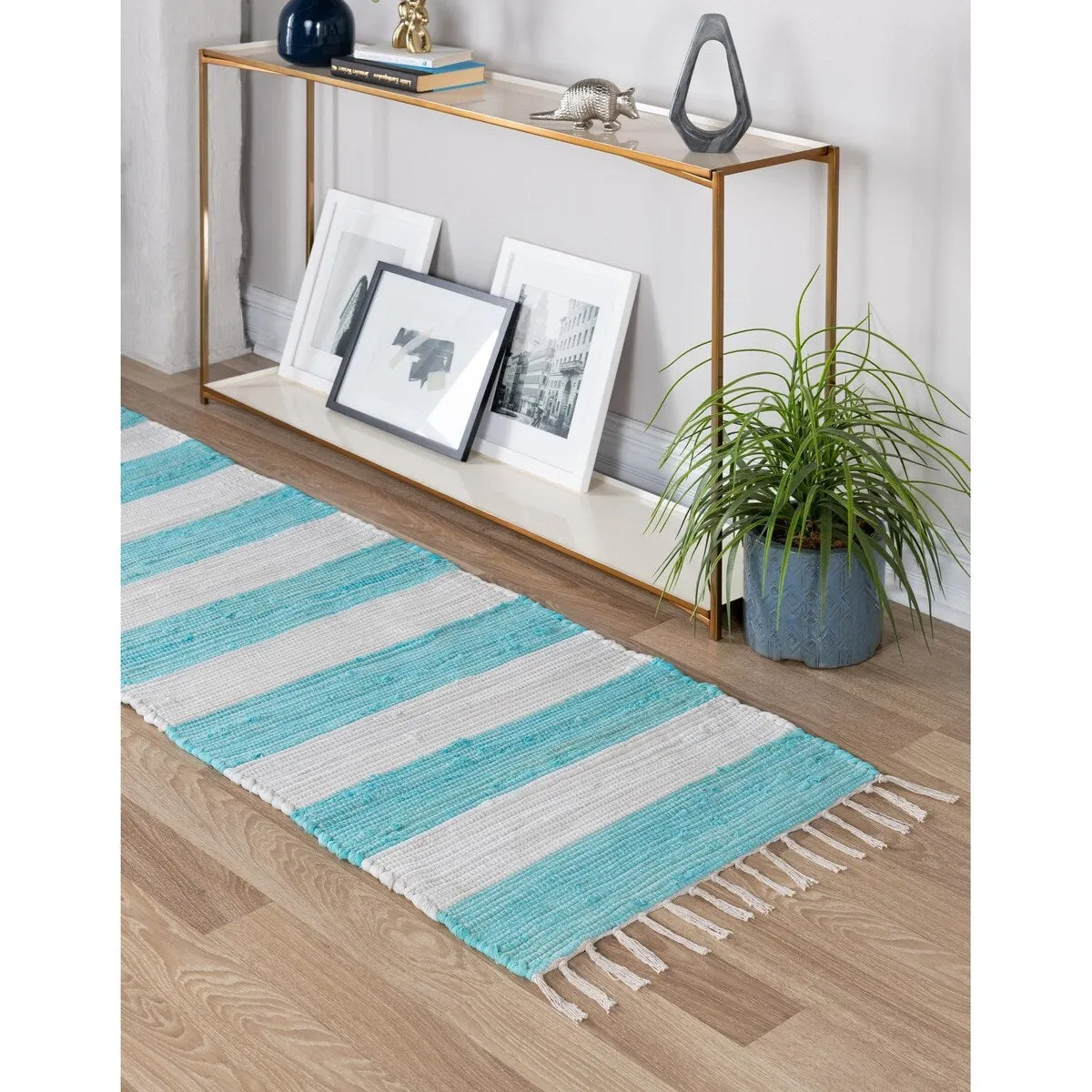Solid/Striped Emaburn Collection Area Rug