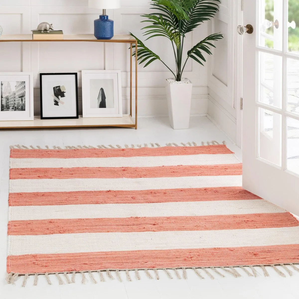 Solid/Striped Emaburn Collection Area Rug
