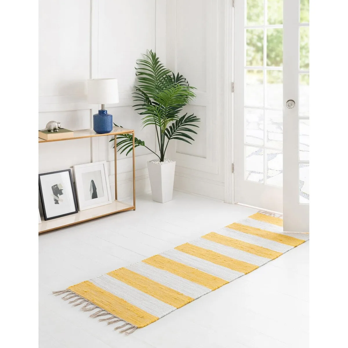 Solid/Striped Emaburn Collection Area Rug