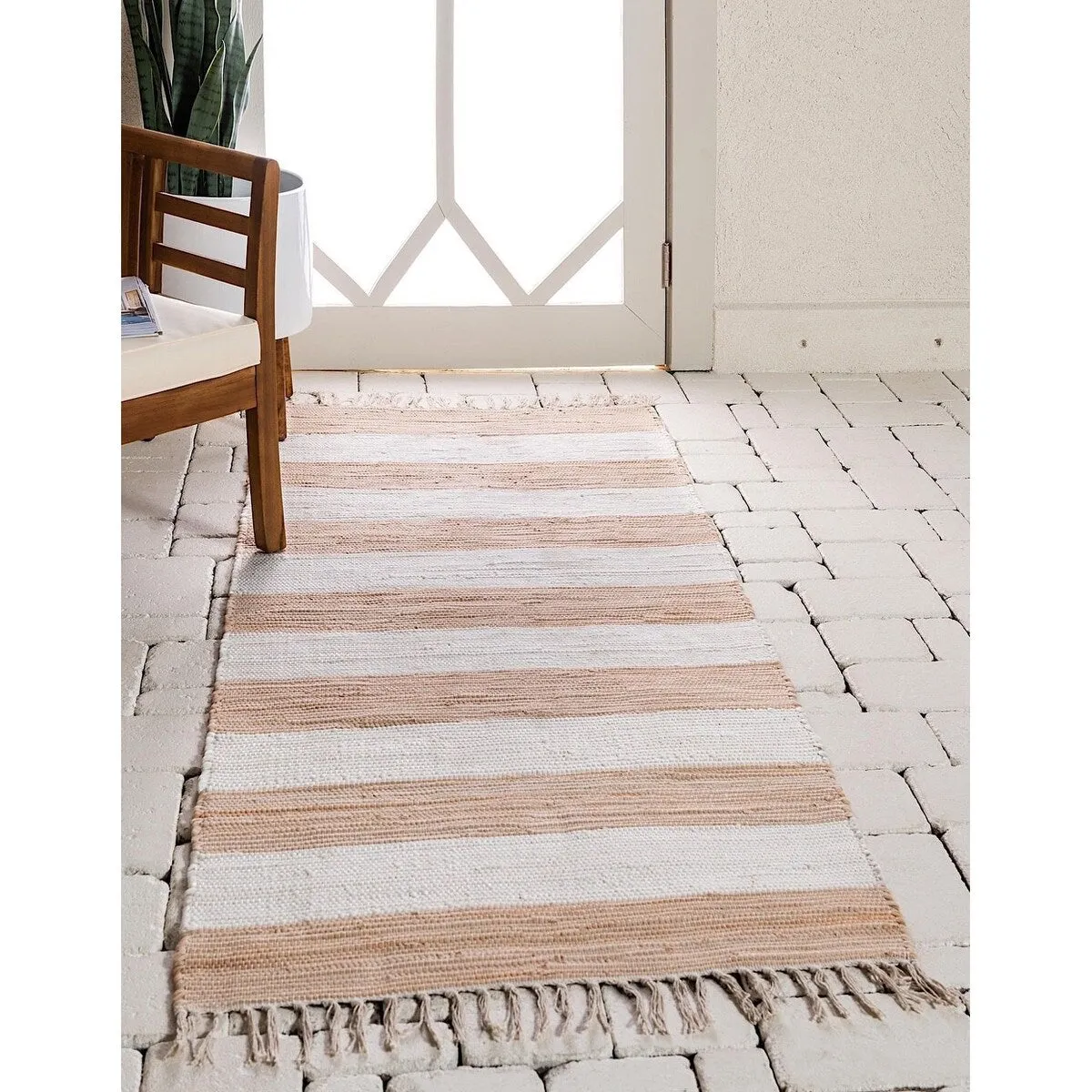 Solid/Striped Emaburn Collection Area Rug