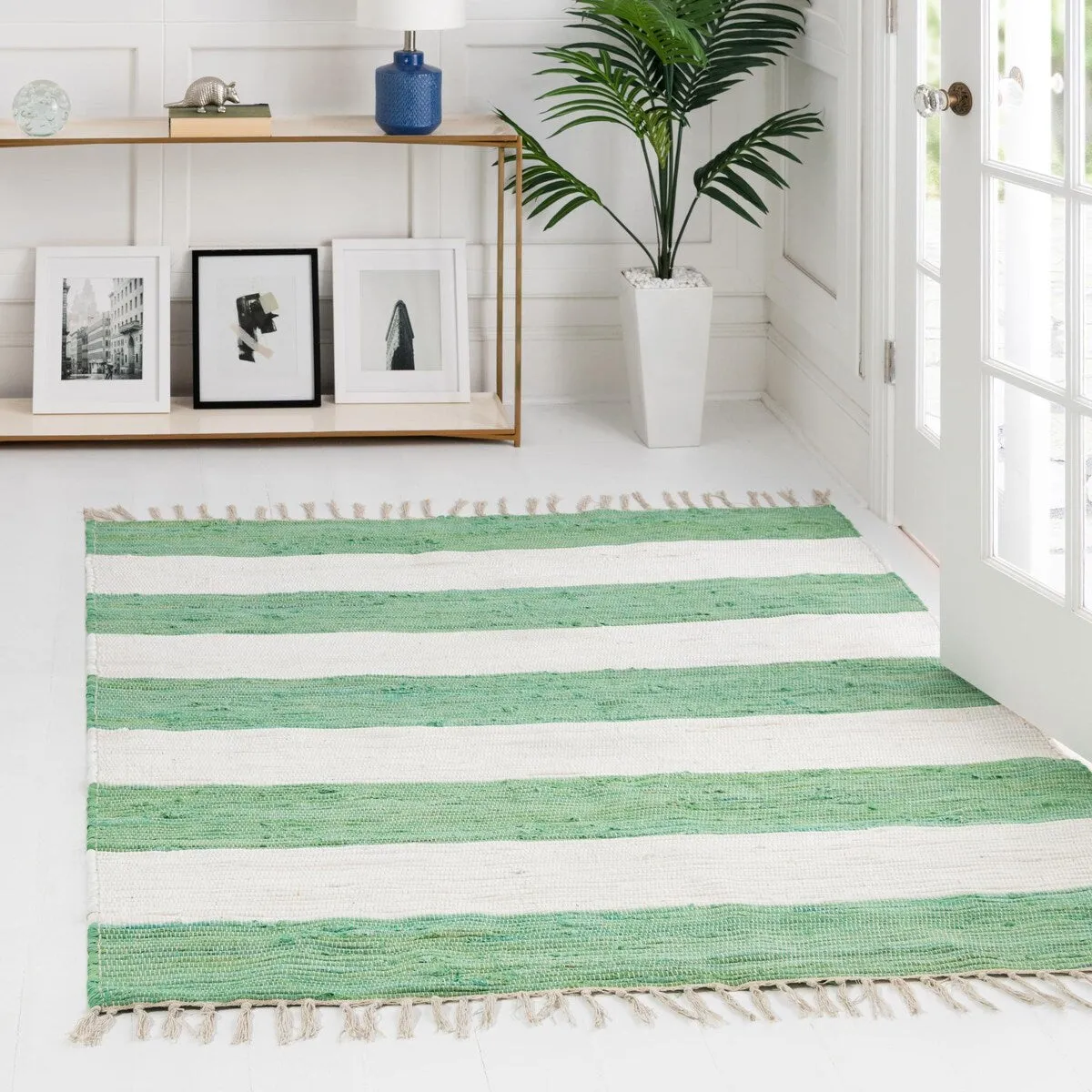 Solid/Striped Emaburn Collection Area Rug