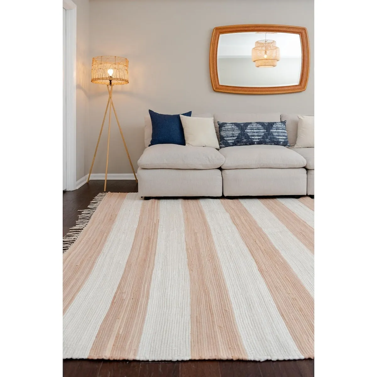 Solid/Striped Emaburn Collection Area Rug