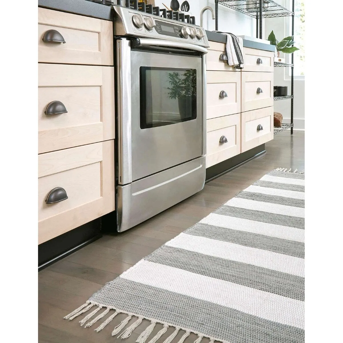 Solid/Striped Emaburn Collection Area Rug