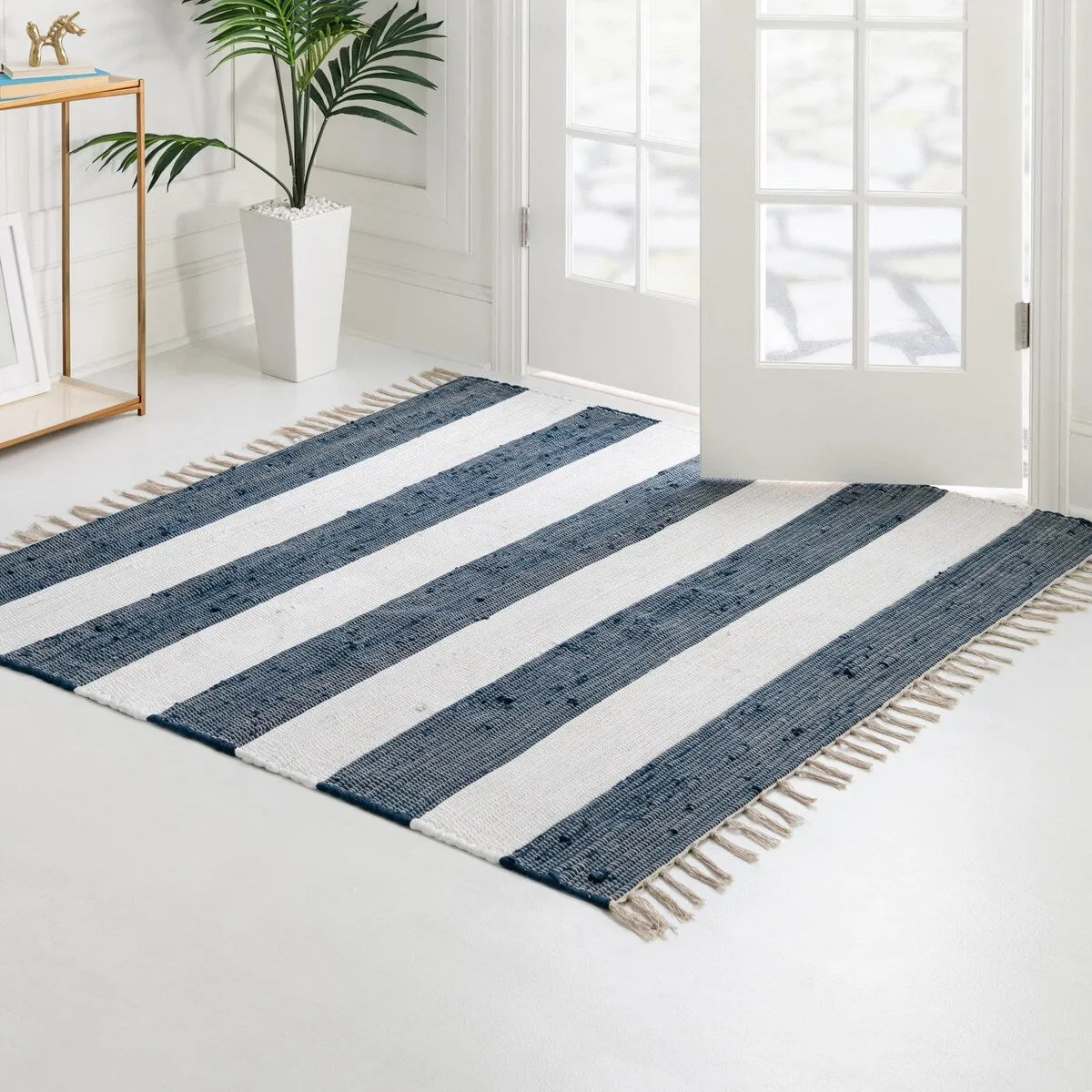 Solid/Striped Emaburn Collection Area Rug