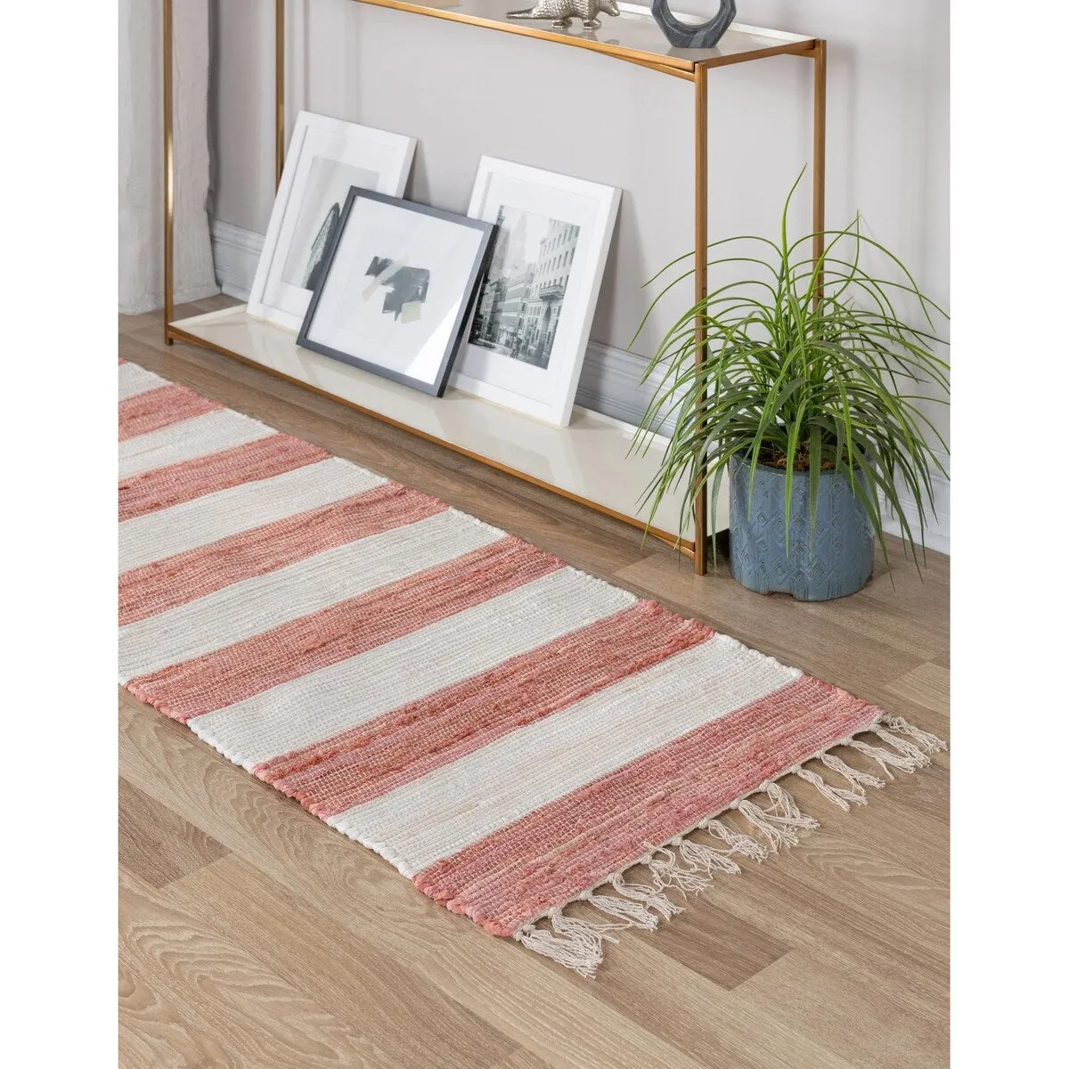 Solid/Striped Emaburn Collection Area Rug