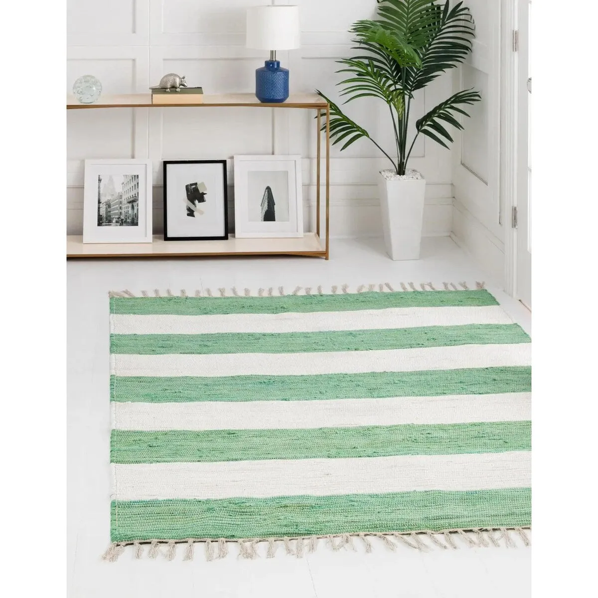 Solid/Striped Emaburn Collection Area Rug