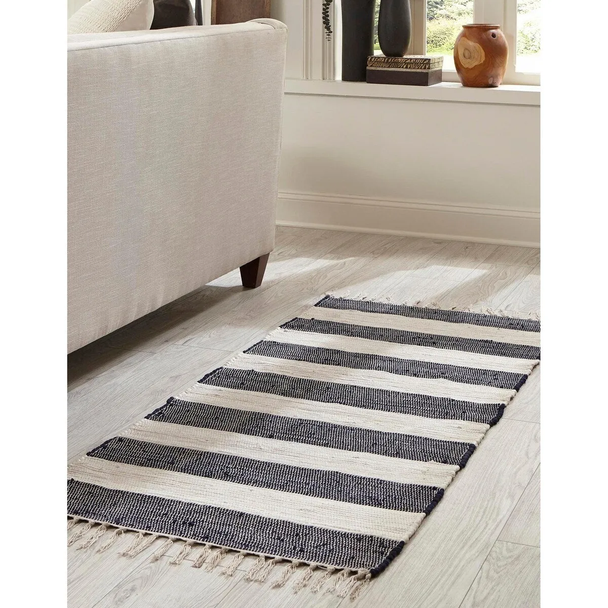 Solid/Striped Emaburn Collection Area Rug
