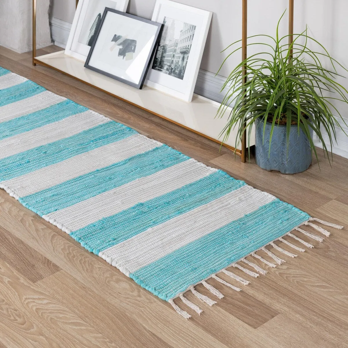 Solid/Striped Emaburn Collection Area Rug