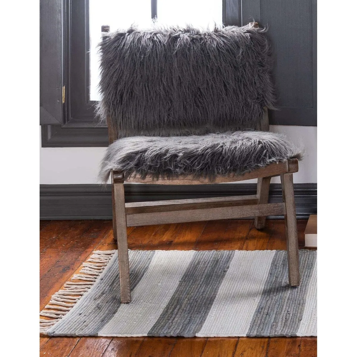 Solid/Striped Emaburn Collection Area Rug