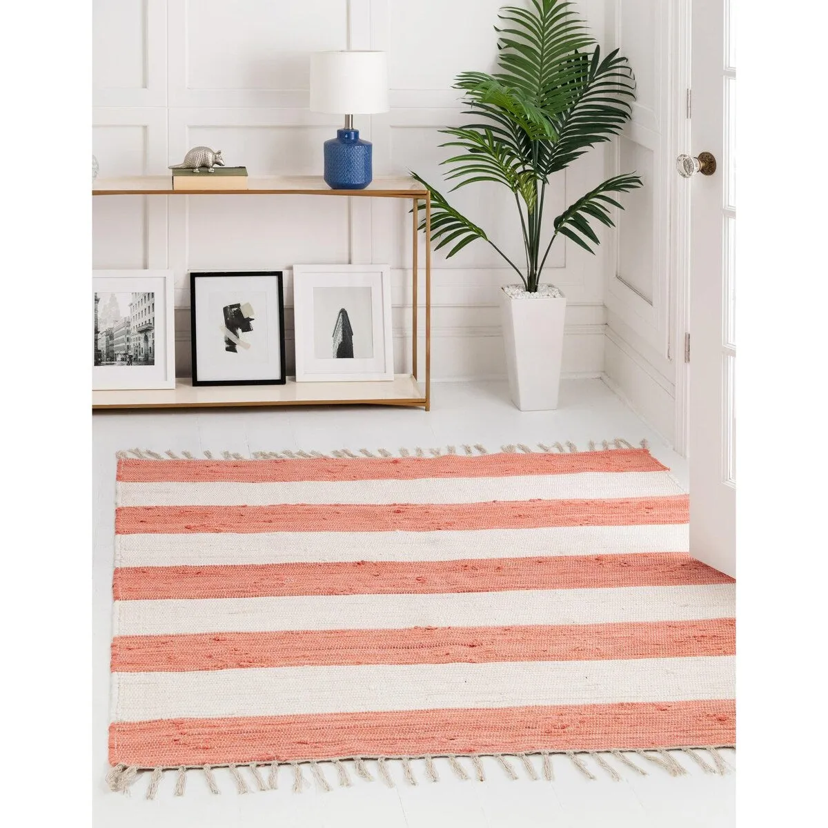 Solid/Striped Emaburn Collection Area Rug