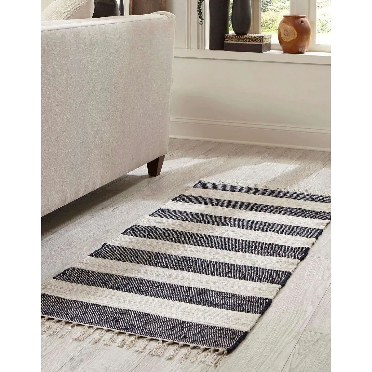 Solid/Striped Emaburn Collection Area Rug
