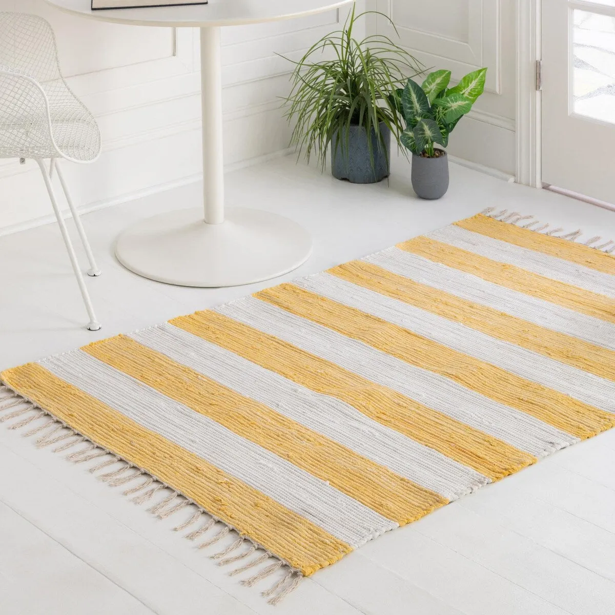 Solid/Striped Emaburn Collection Area Rug