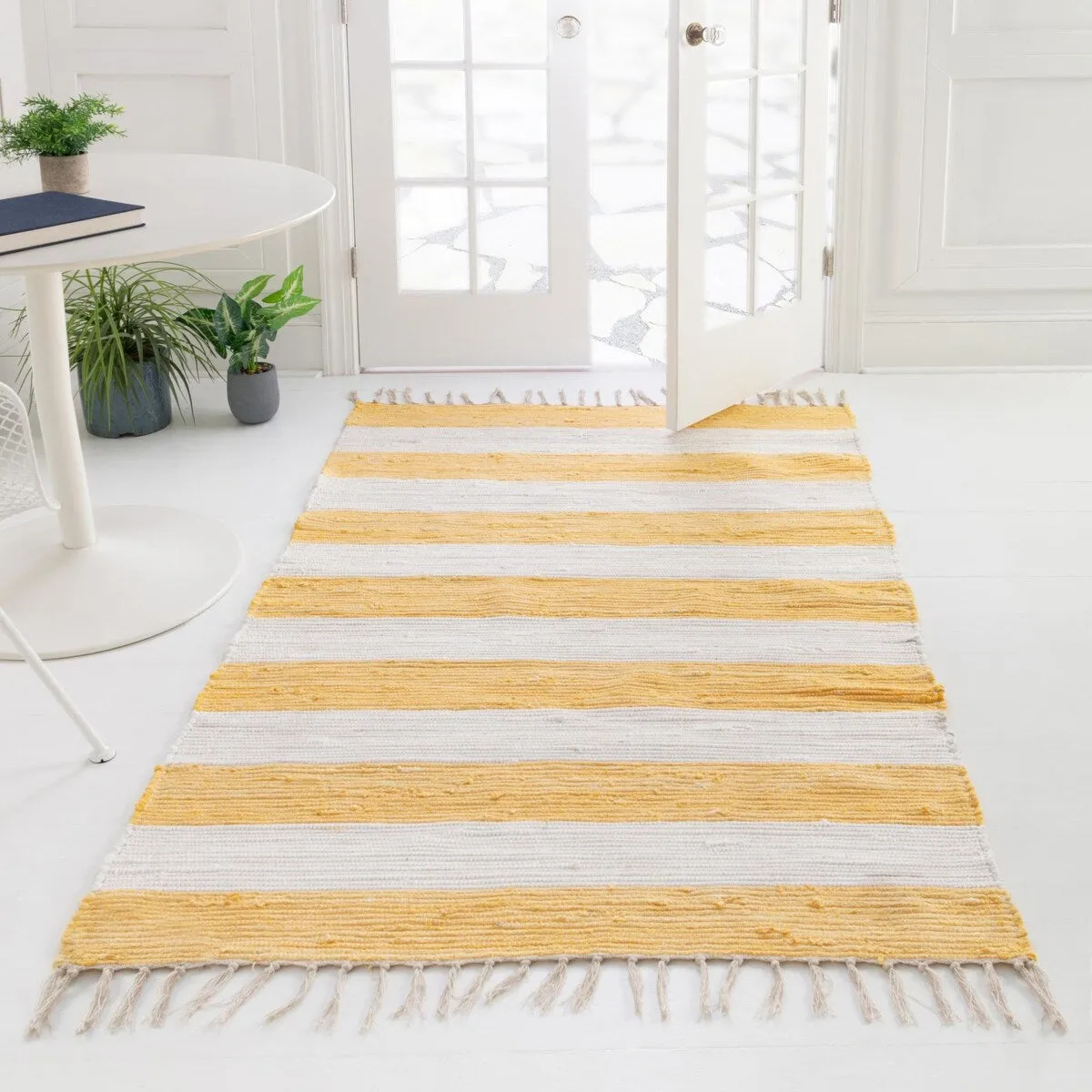 Solid/Striped Emaburn Collection Area Rug