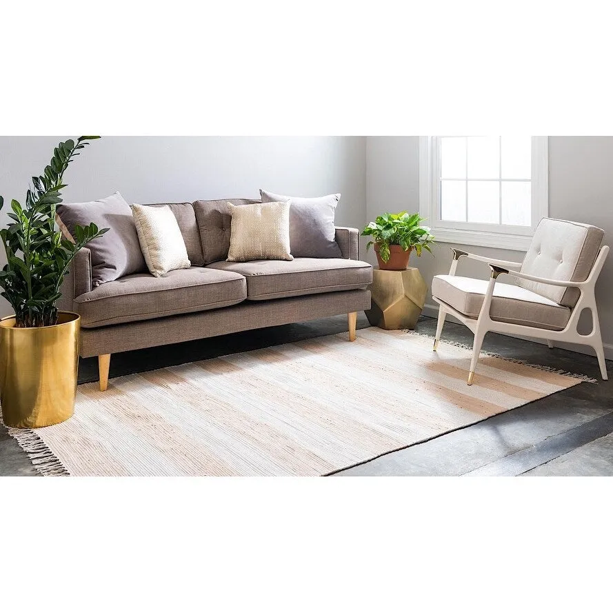 Solid/Striped Emaburn Collection Area Rug