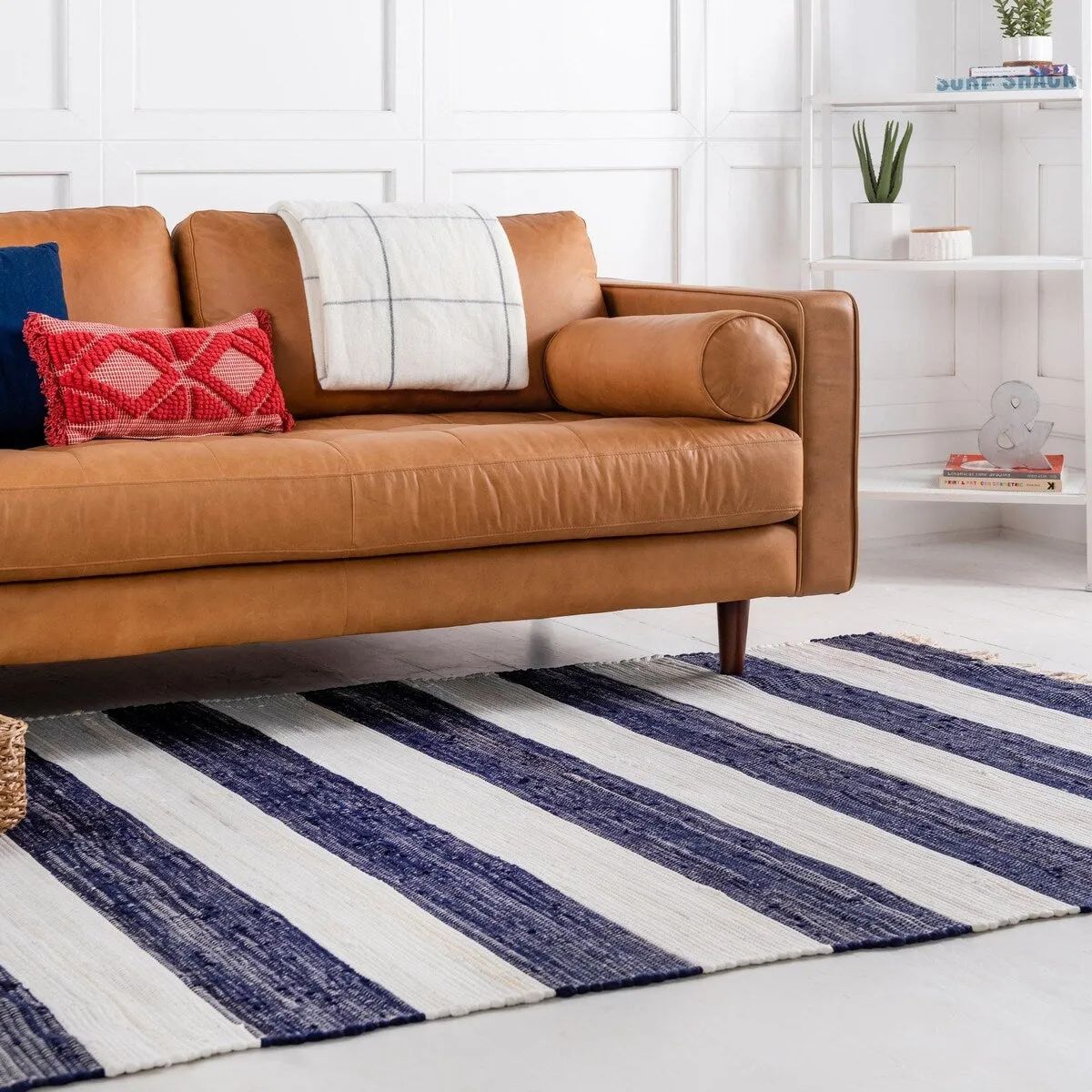 Solid/Striped Emaburn Collection Area Rug