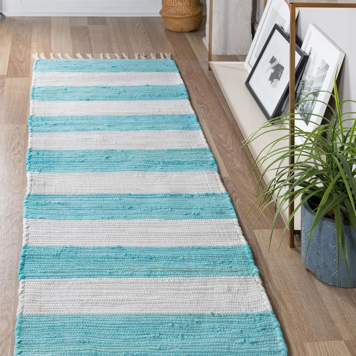 Solid/Striped Emaburn Collection Area Rug