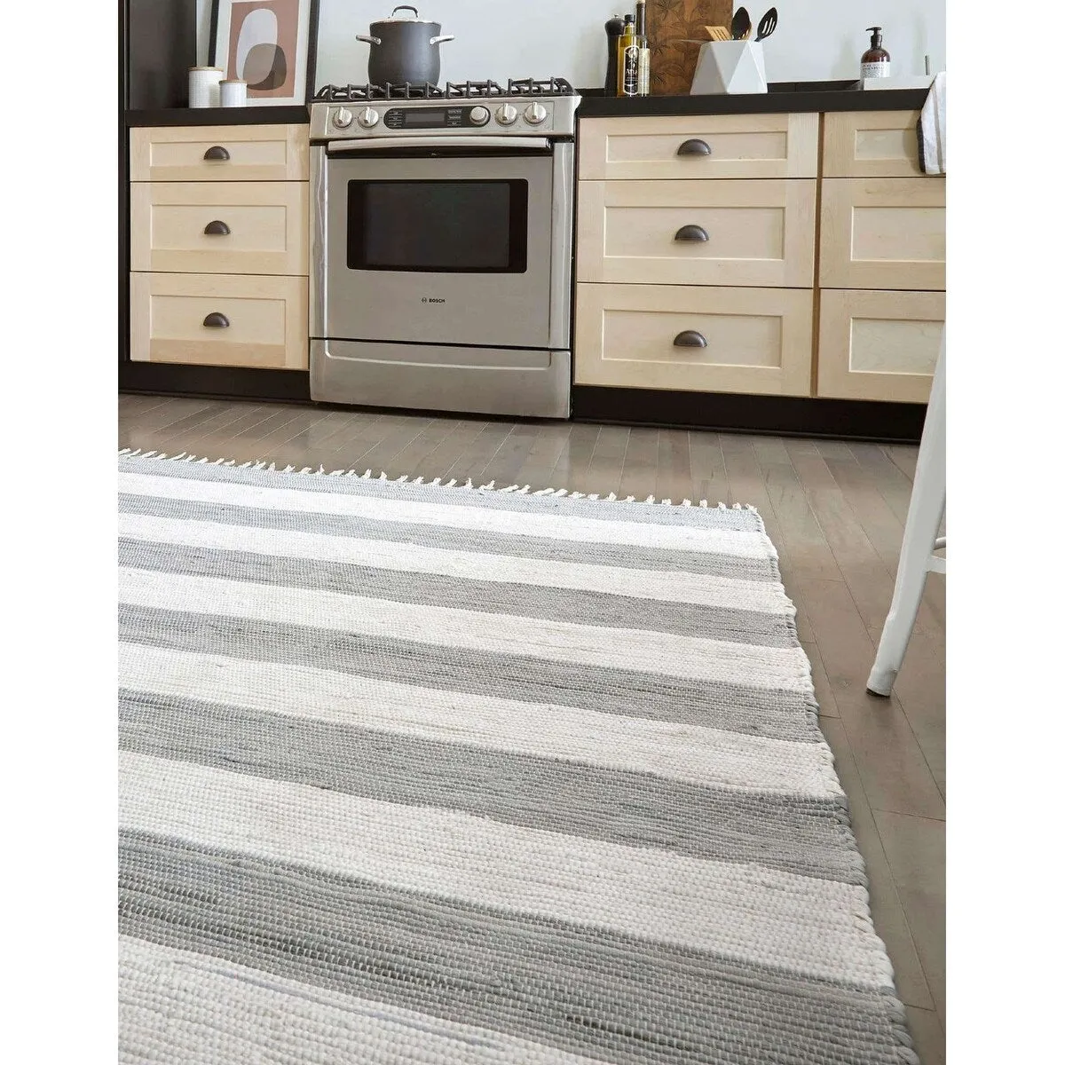 Solid/Striped Emaburn Collection Area Rug