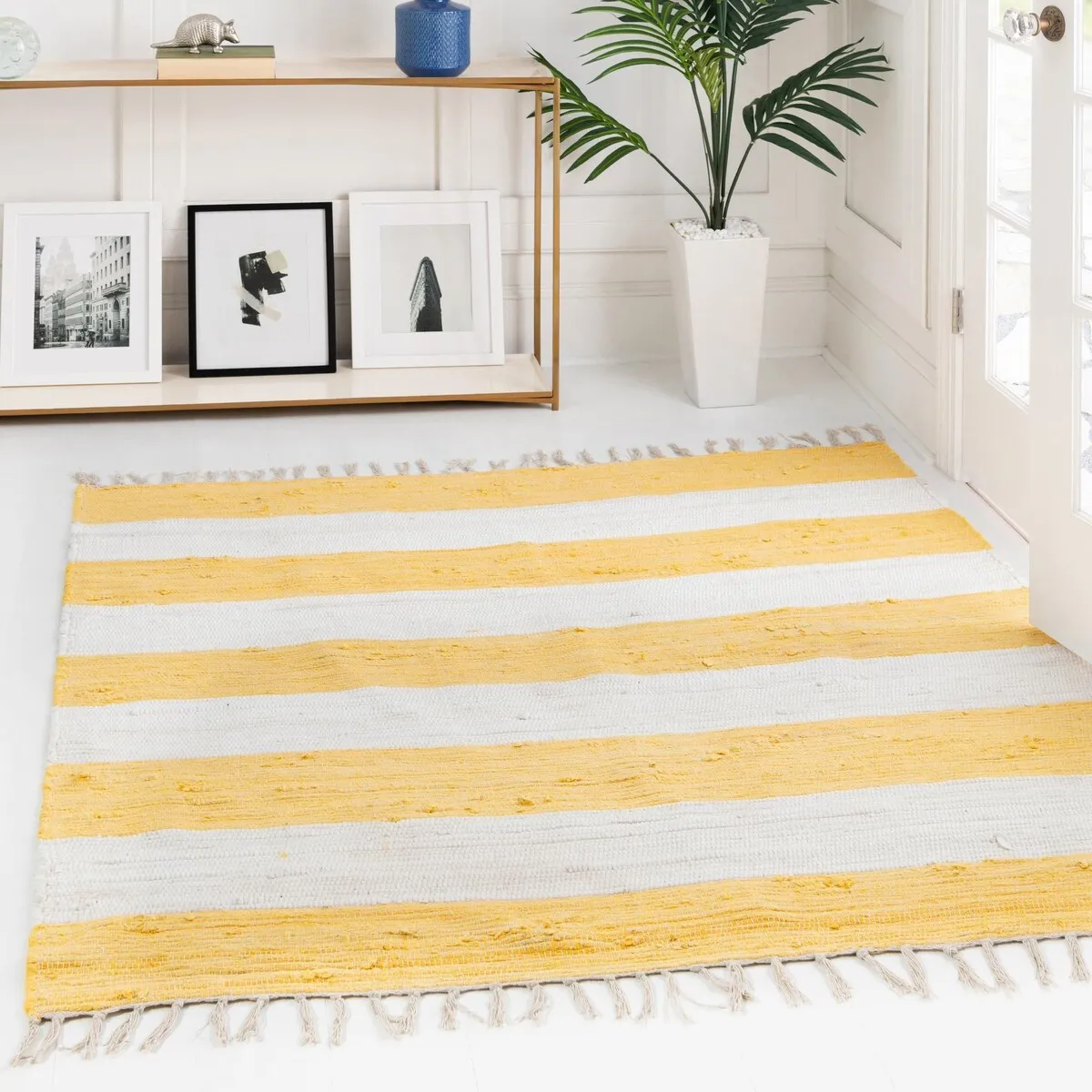 Solid/Striped Emaburn Collection Area Rug