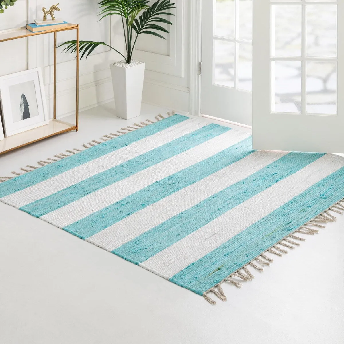 Solid/Striped Emaburn Collection Area Rug