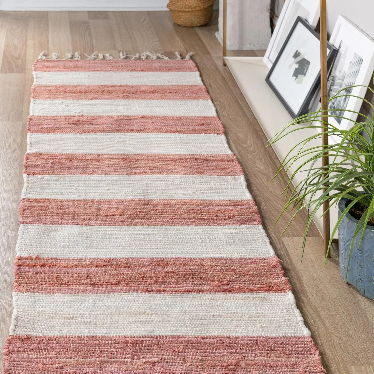 Solid/Striped Emaburn Collection Area Rug