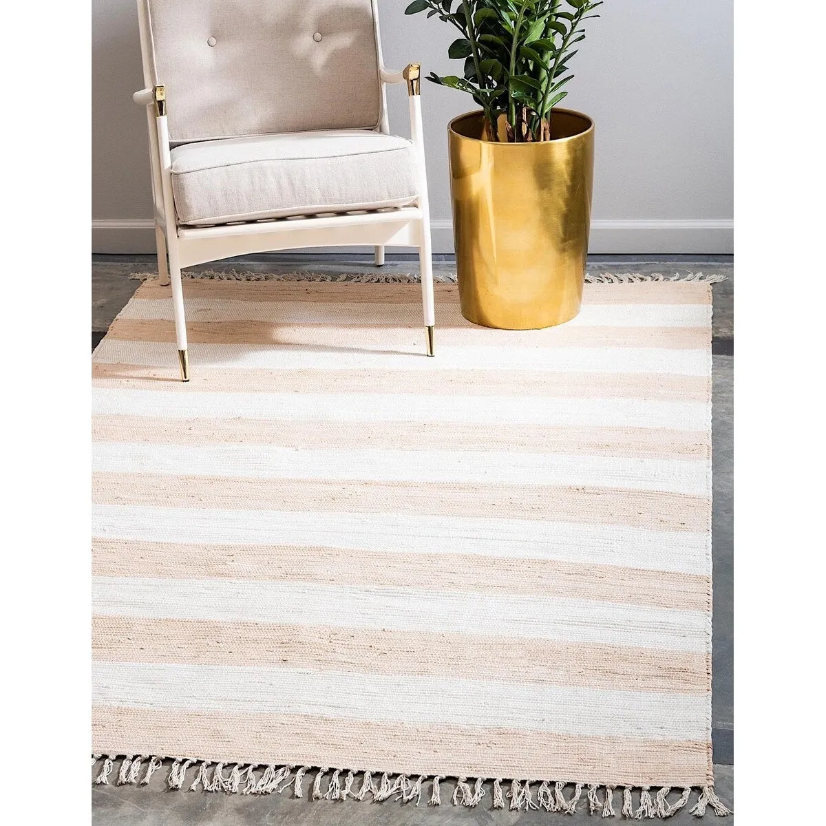 Solid/Striped Emaburn Collection Area Rug