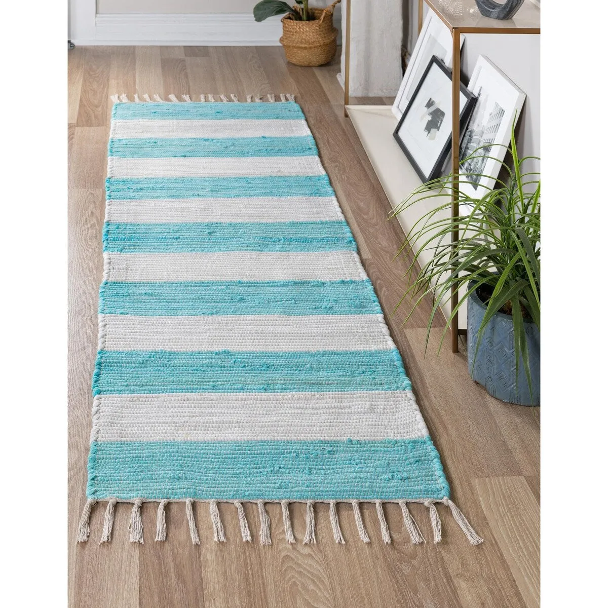 Solid/Striped Emaburn Collection Area Rug