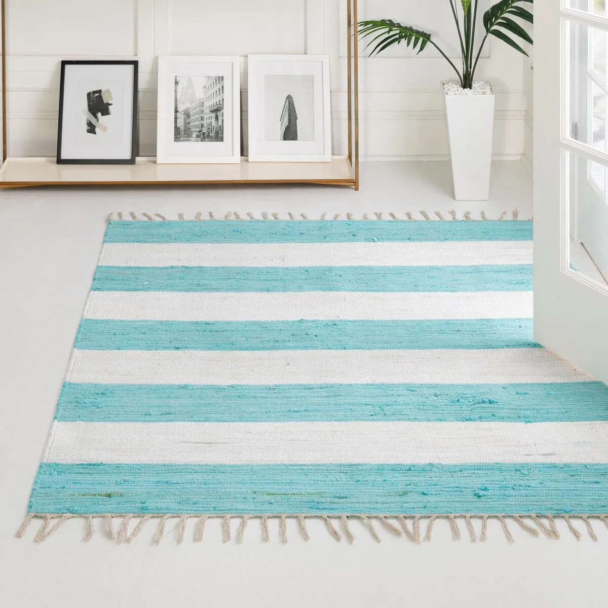 Solid/Striped Emaburn Collection Area Rug