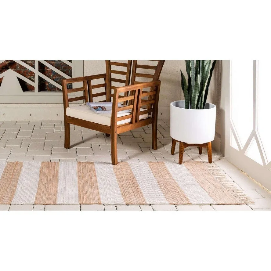 Solid/Striped Emaburn Collection Area Rug