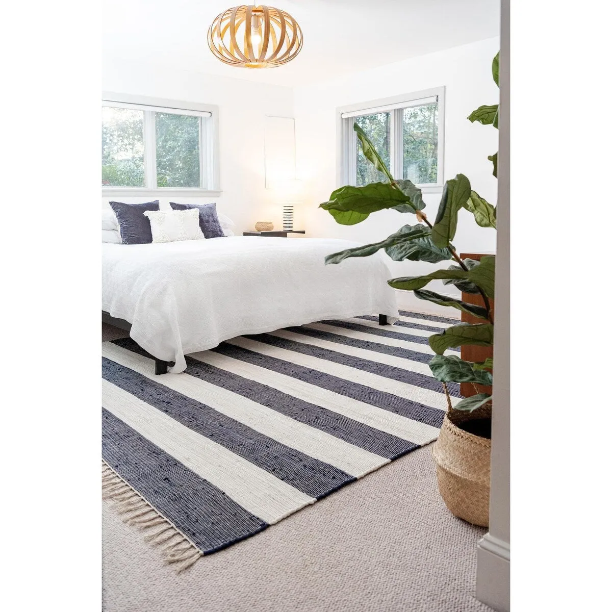 Solid/Striped Emaburn Collection Area Rug