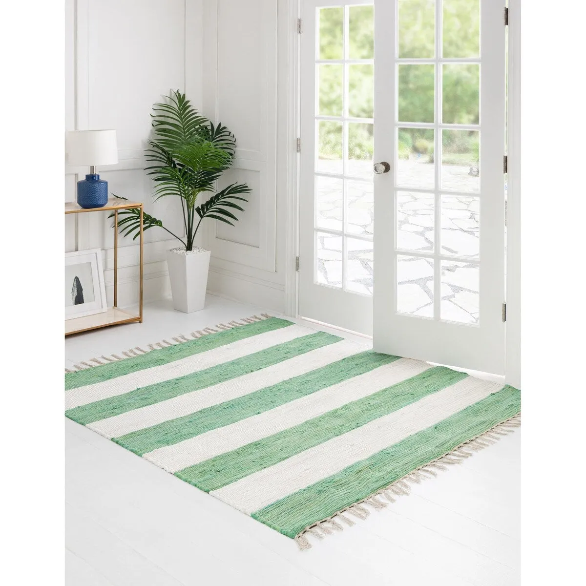 Solid/Striped Emaburn Collection Area Rug