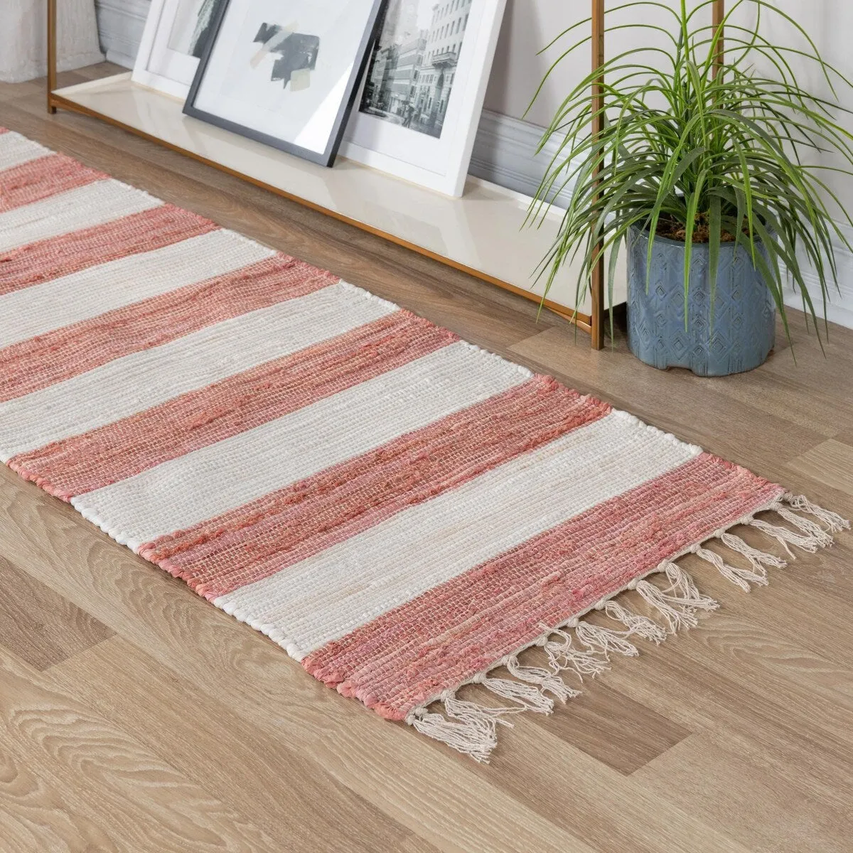 Solid/Striped Emaburn Collection Area Rug