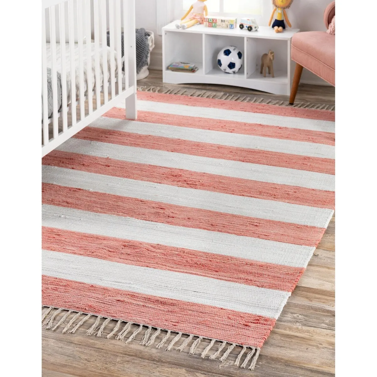 Solid/Striped Emaburn Collection Area Rug