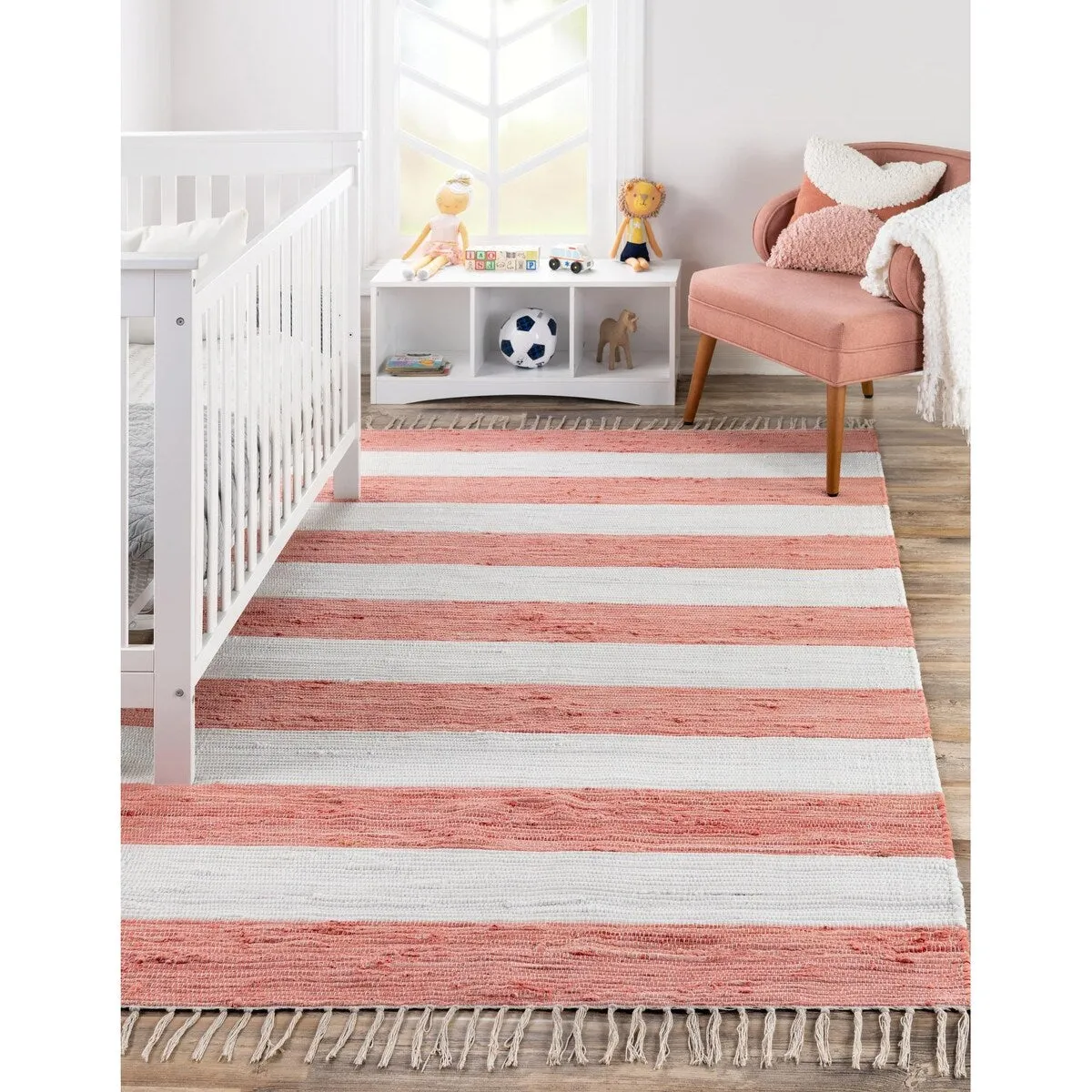 Solid/Striped Emaburn Collection Area Rug