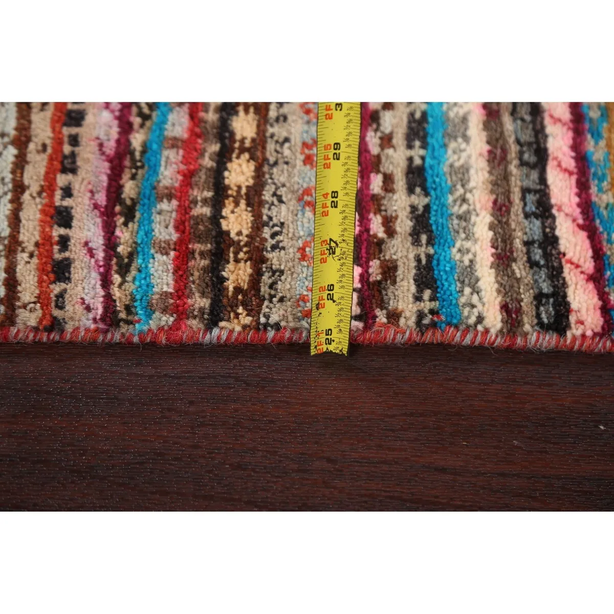 Striped Gabbeh Kashkoli Oriental Runner Rug Wool Hand-knotted Carpet - 2'8 x 9'10