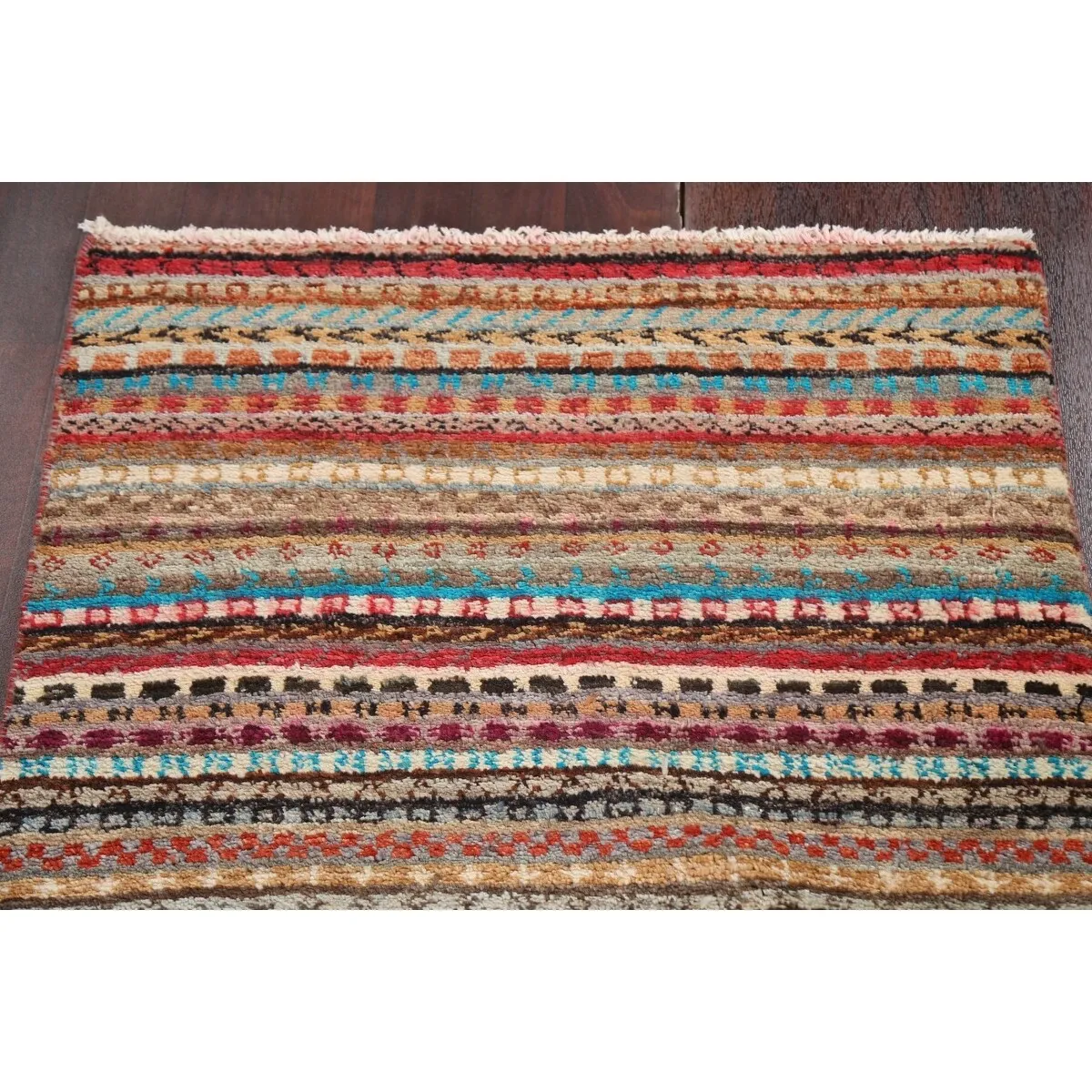 Striped Gabbeh Kashkoli Oriental Runner Rug Wool Hand-knotted Carpet - 2'8 x 9'10