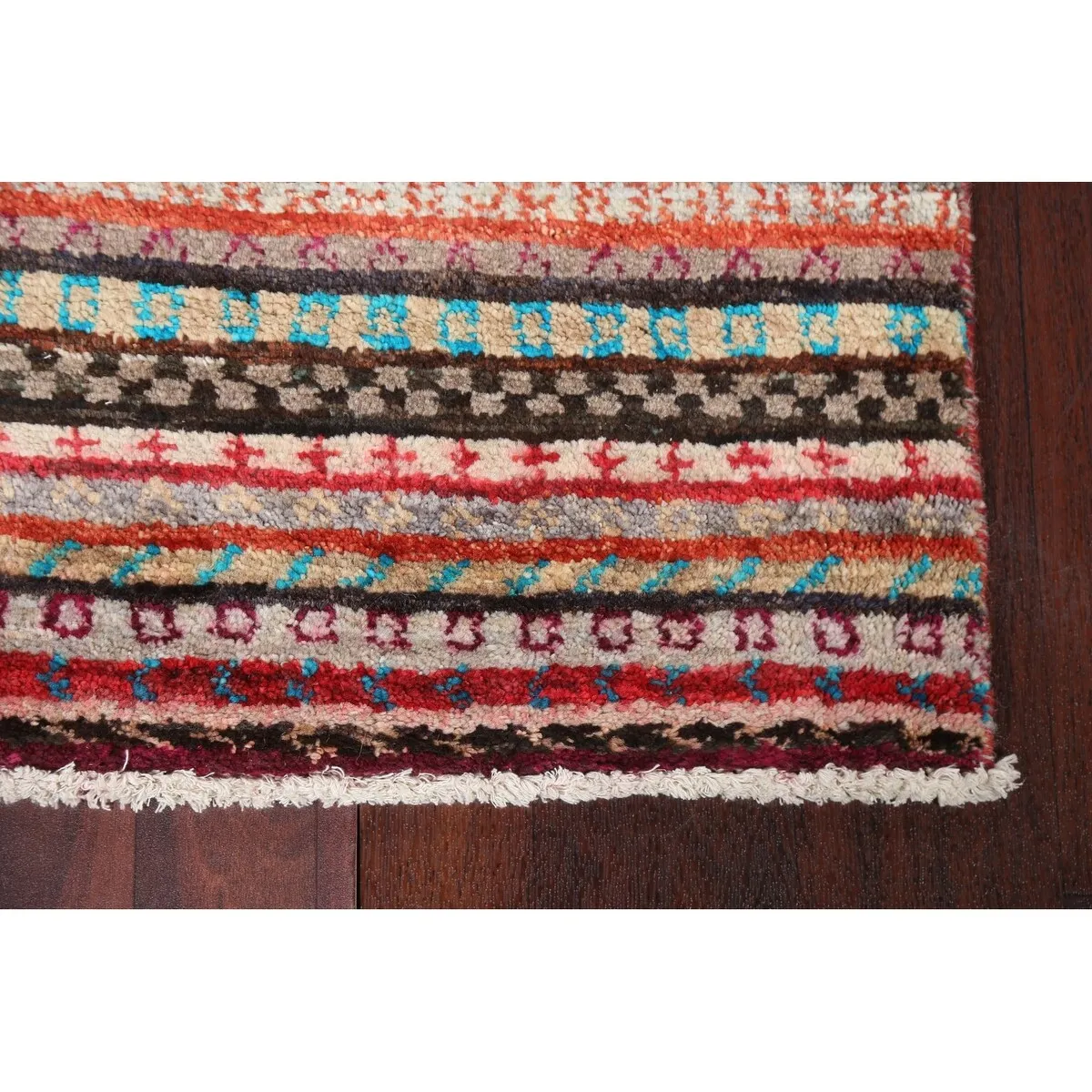 Striped Gabbeh Kashkoli Oriental Runner Rug Wool Hand-knotted Carpet - 2'8 x 9'10