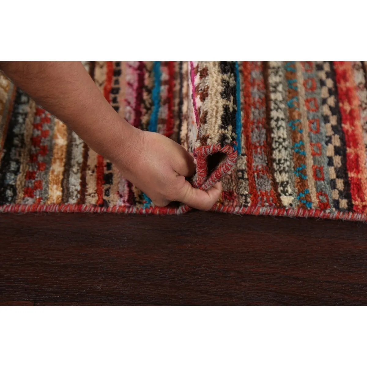 Striped Gabbeh Kashkoli Oriental Runner Rug Wool Hand-knotted Carpet - 2'8 x 9'10