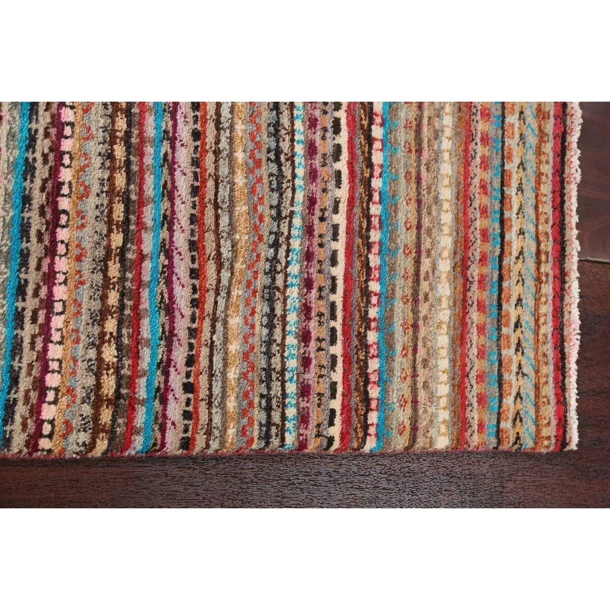 Striped Gabbeh Kashkoli Oriental Runner Rug Wool Hand-knotted Carpet - 2'8 x 9'10