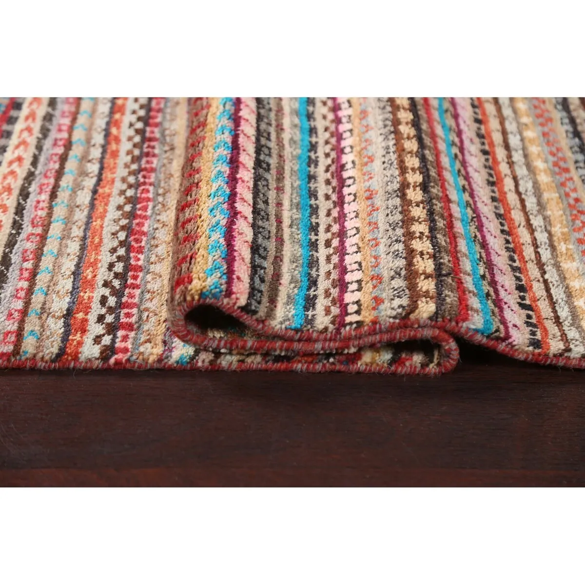 Striped Gabbeh Kashkoli Oriental Runner Rug Wool Hand-knotted Carpet - 2'8 x 9'10