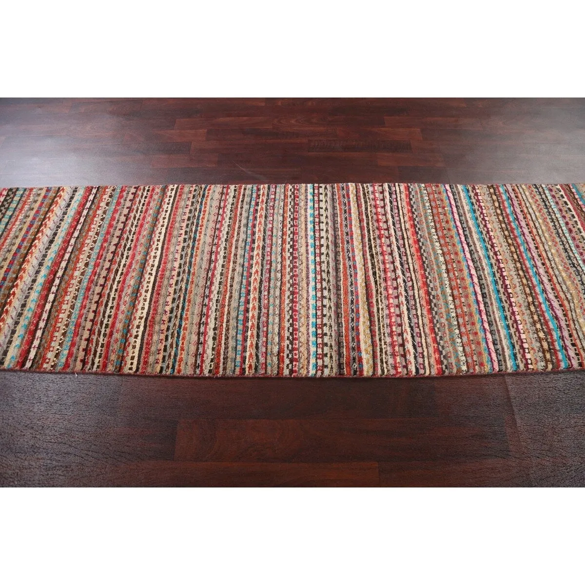 Striped Gabbeh Kashkoli Oriental Runner Rug Wool Hand-knotted Carpet - 2'8 x 9'10