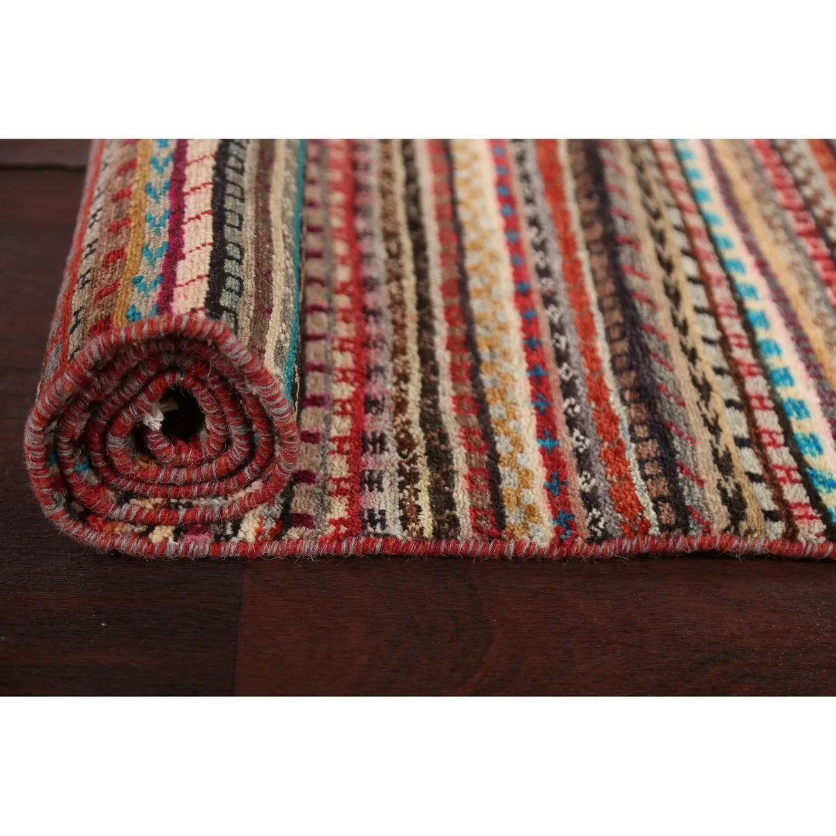 Striped Gabbeh Kashkoli Oriental Runner Rug Wool Hand-knotted Carpet - 2'8 x 9'10