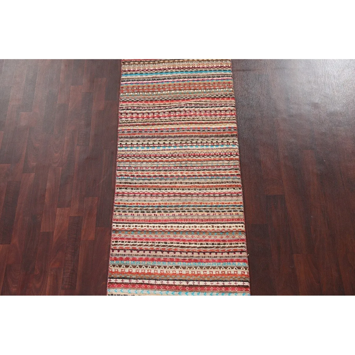 Striped Gabbeh Kashkoli Oriental Runner Rug Wool Hand-knotted Carpet - 2'8 x 9'10
