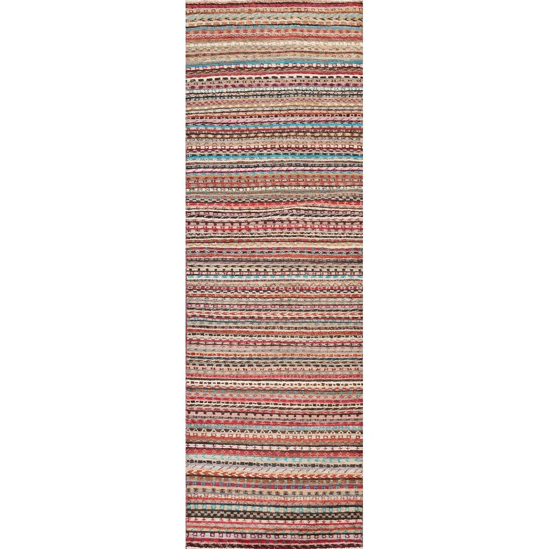 Striped Gabbeh Kashkoli Oriental Runner Rug Wool Hand-knotted Carpet - 2'8 x 9'10