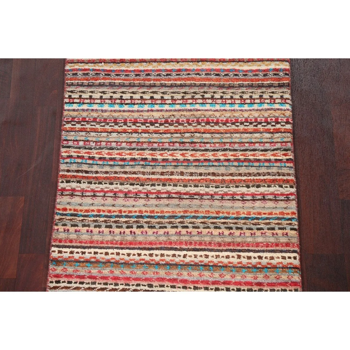 Striped Gabbeh Kashkoli Oriental Runner Rug Wool Hand-knotted Carpet - 2'8 x 9'10