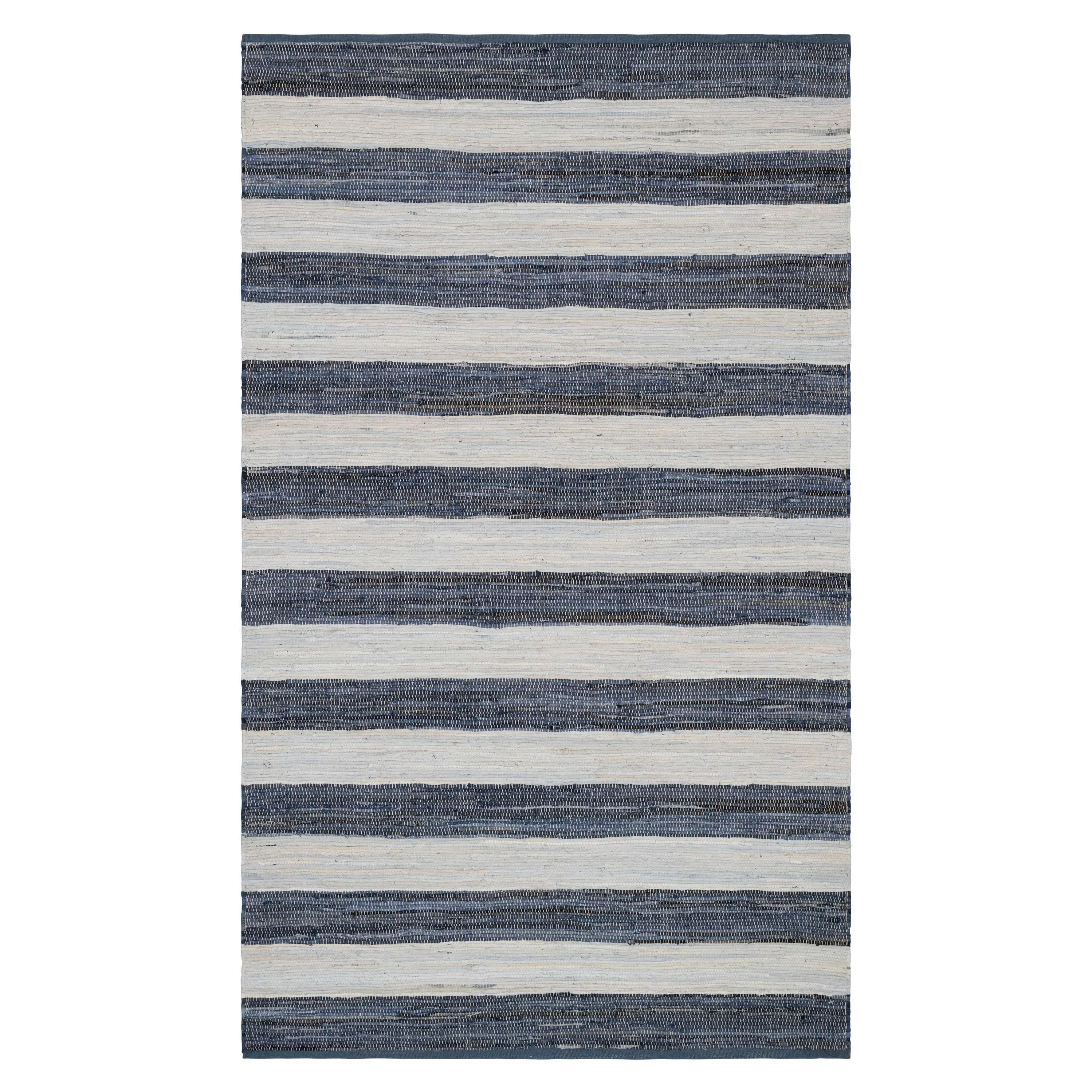 Striped Rag Denim Handwoven Cotton Rug
